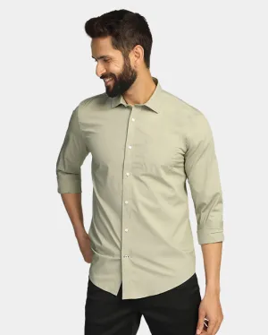 Moisture Wicking Material Casual Light Olive Solid Shirt - Lujo