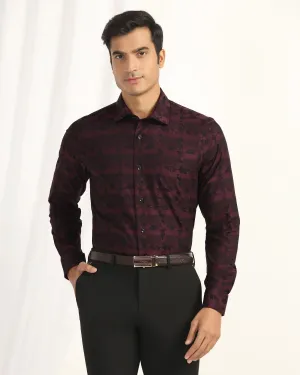 Tailored Cuffs stain resistant coating Formal Wine Jacquard Shirt - Latin