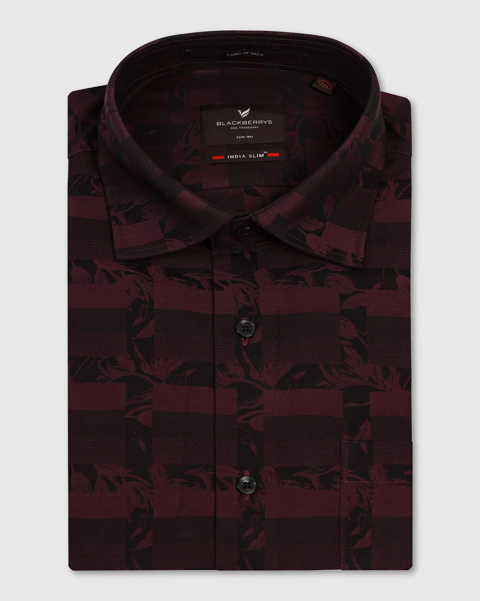 Morning Comfort Formal Wine Jacquard Shirt - Latin