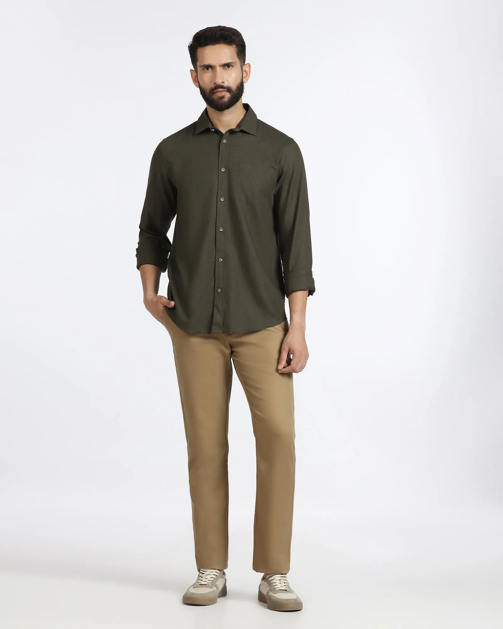 Interview Ready Olive Solid Shirt - Lenox