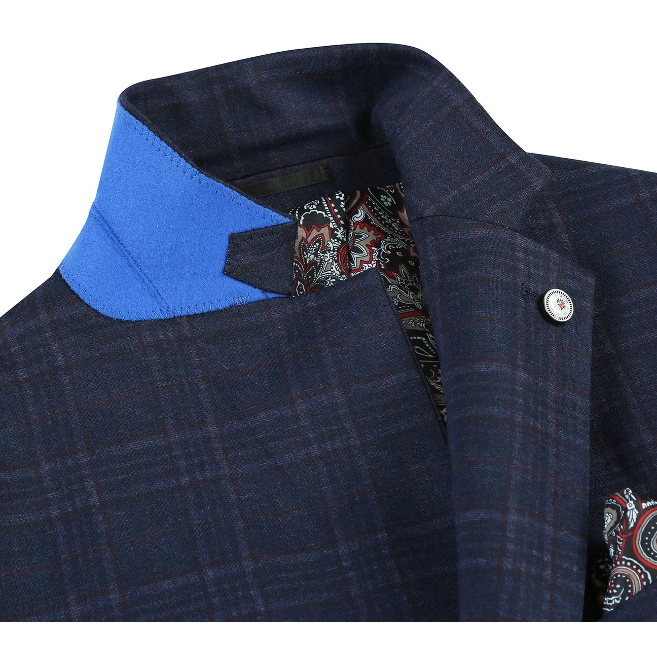 Modular Design Hidden Ventilation Pellagio Men's Half Canvas Blazer Navy PF23-14