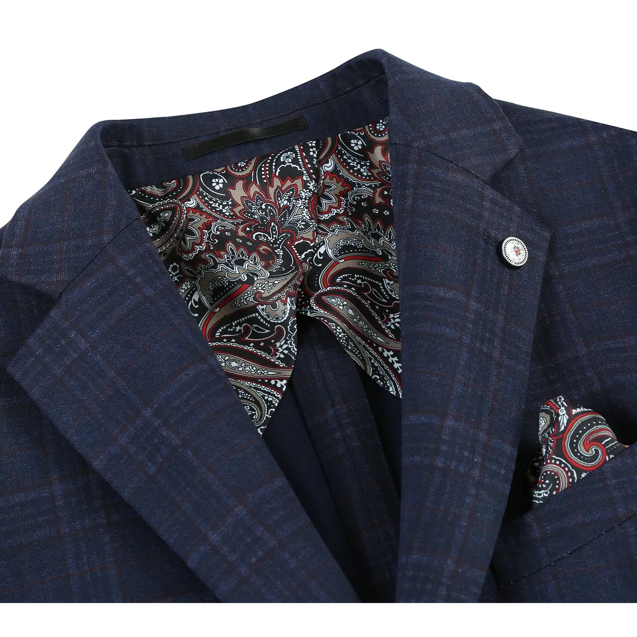 Ultra Lightweight Design Touchscreen Compatible Cuffs Pellagio Men's Half Canvas Blazer Navy PF23-14