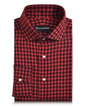 Dad Core Cold Weather Outfit Linen:Red Black Gingham Checks