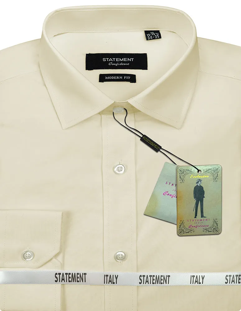 MODERN FIT CREAM BASIC DRESS SHIRT Earthy Palette Indoor Comfort