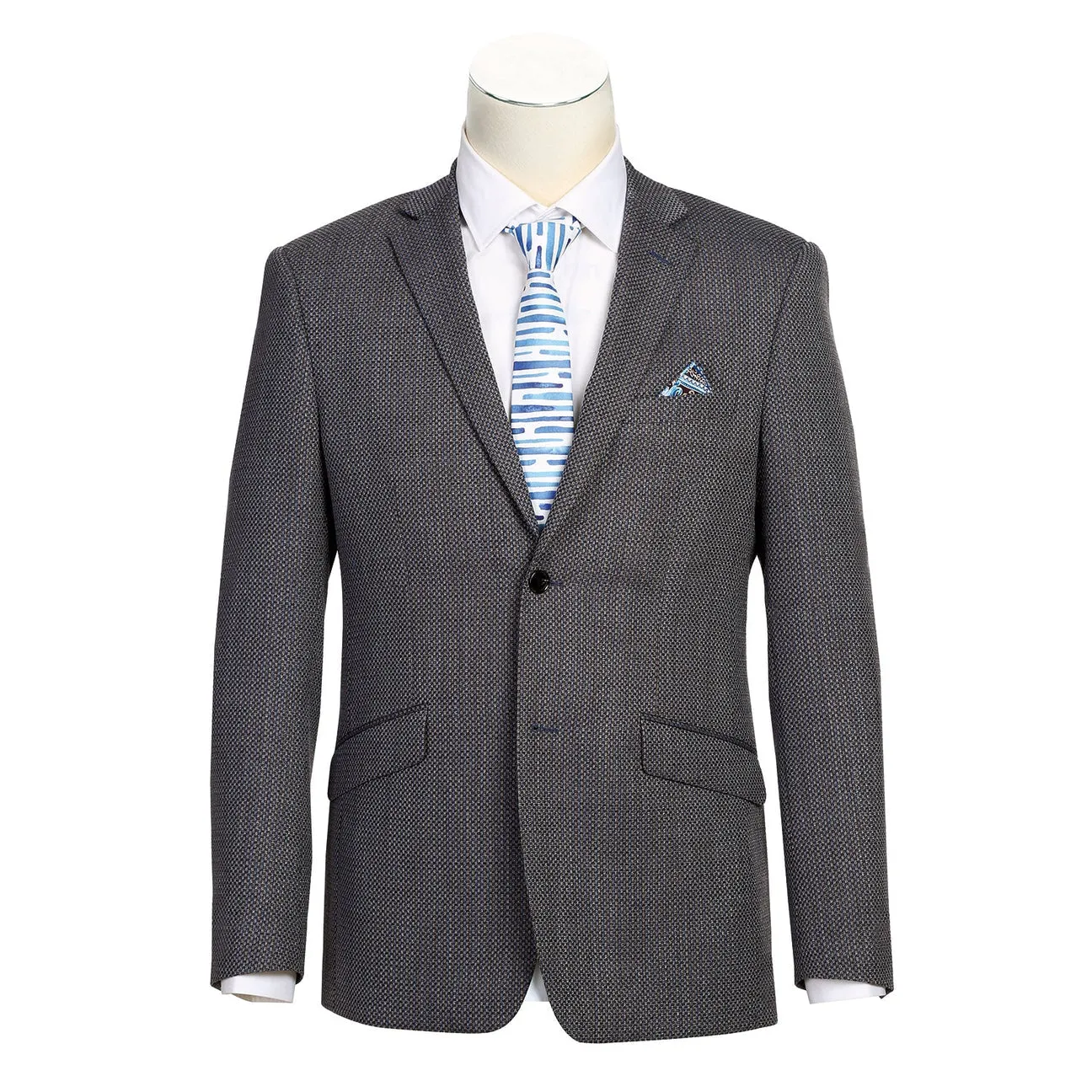 Cuffs Adjust Alessandro Vitello by Renoir Slim Fit Wool Blend Brown Blazer 561-16