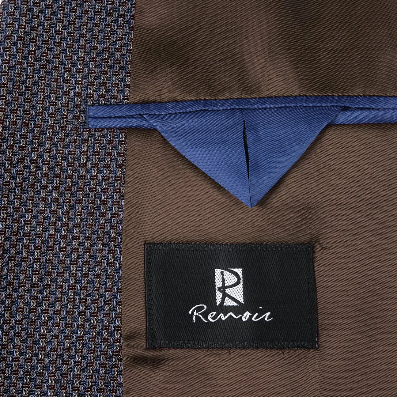 Alessandro Vitello by Renoir Slim Fit Wool Blend Brown Blazer 561-16 No Collar HoodedStyle