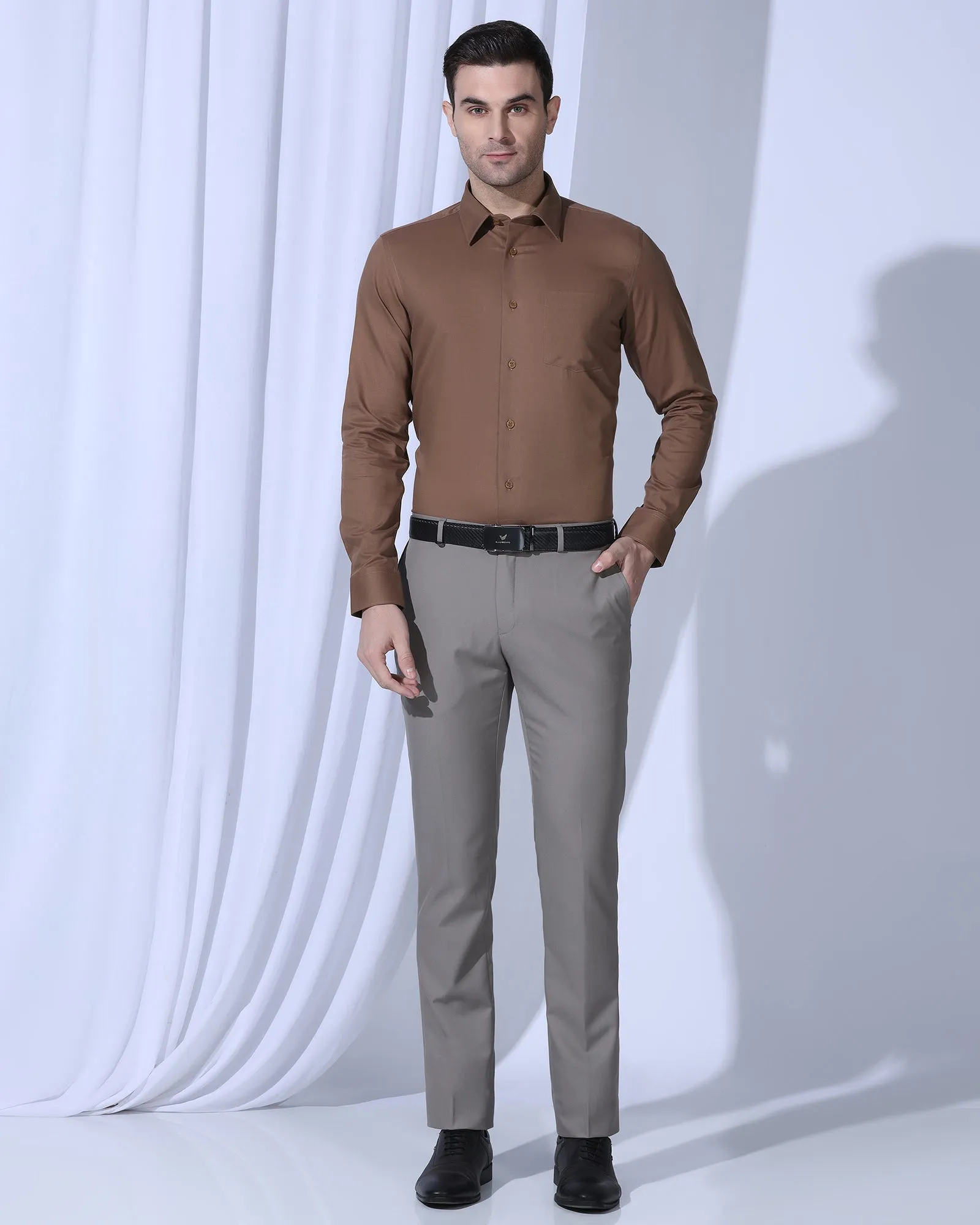 Non Iron Formal Rust Textured Shirt - Vlog Geometric Shape