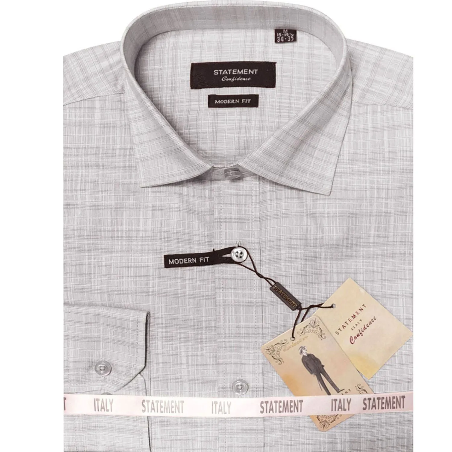 Animal Print Monochrome Palette Sedna Collection: High-Quality Grey Self-Textured Modern Fit Men's Dress Shirt