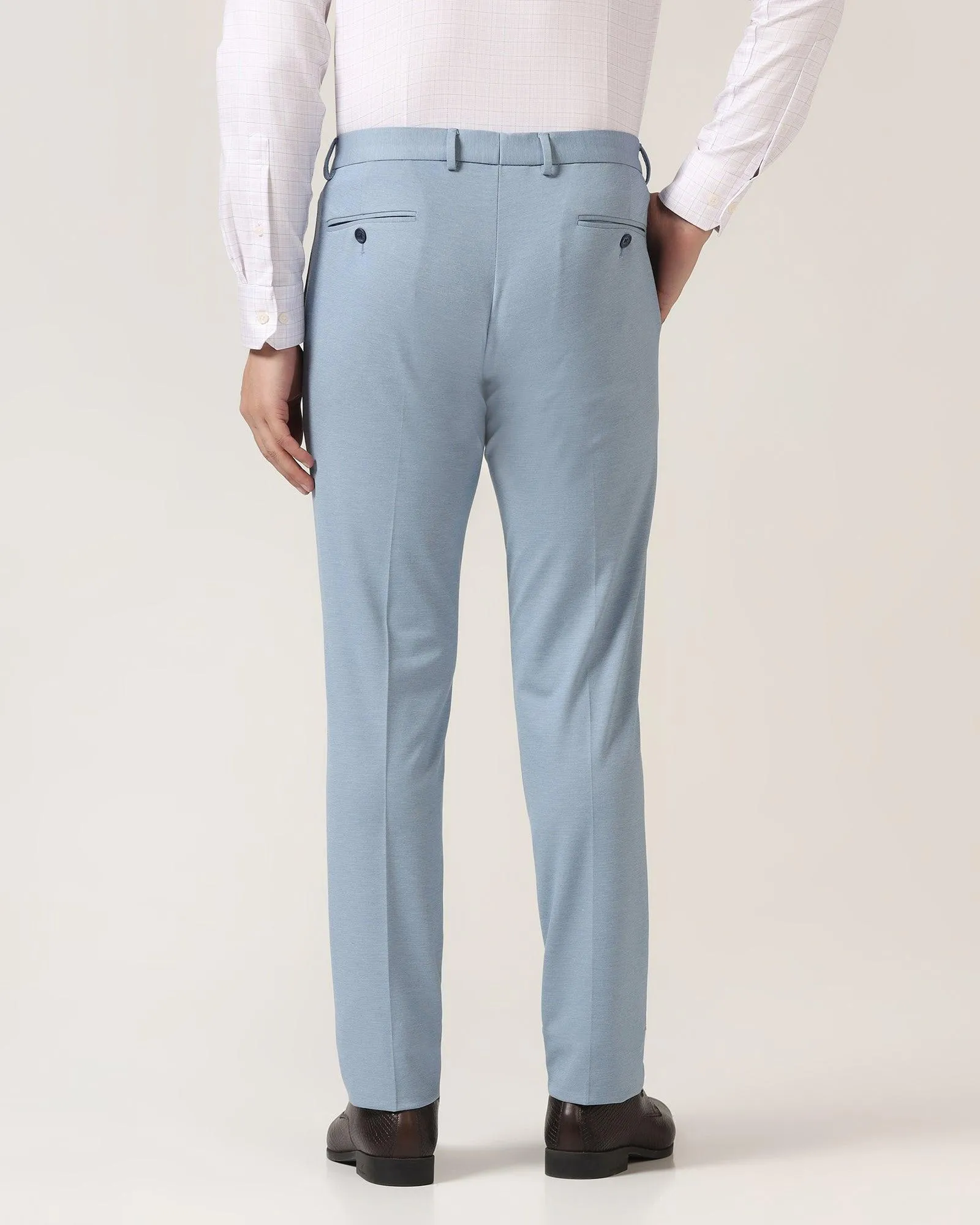 Reversible design Fresh Fit Slim Fit B-91 Formal Blue Textured Trouser - Steve