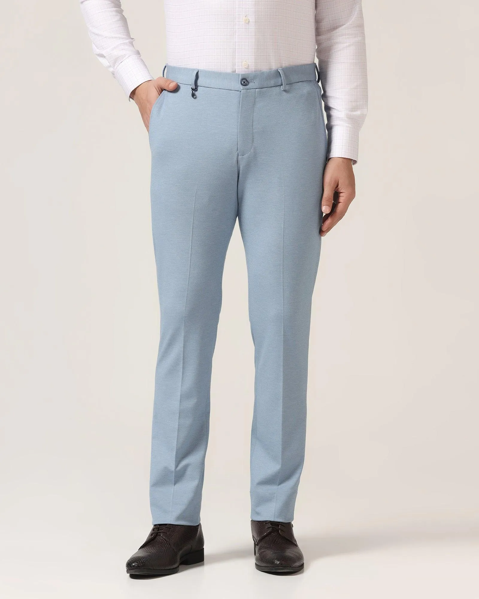 Sporty Comfort Wear Slim Fit B-91 Formal Blue Textured Trouser - Steve