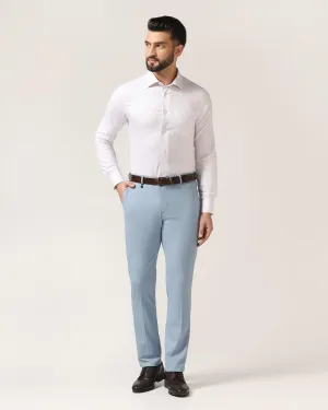 Full Motion soft fit Slim Fit B-91 Formal Blue Textured Trouser - Steve