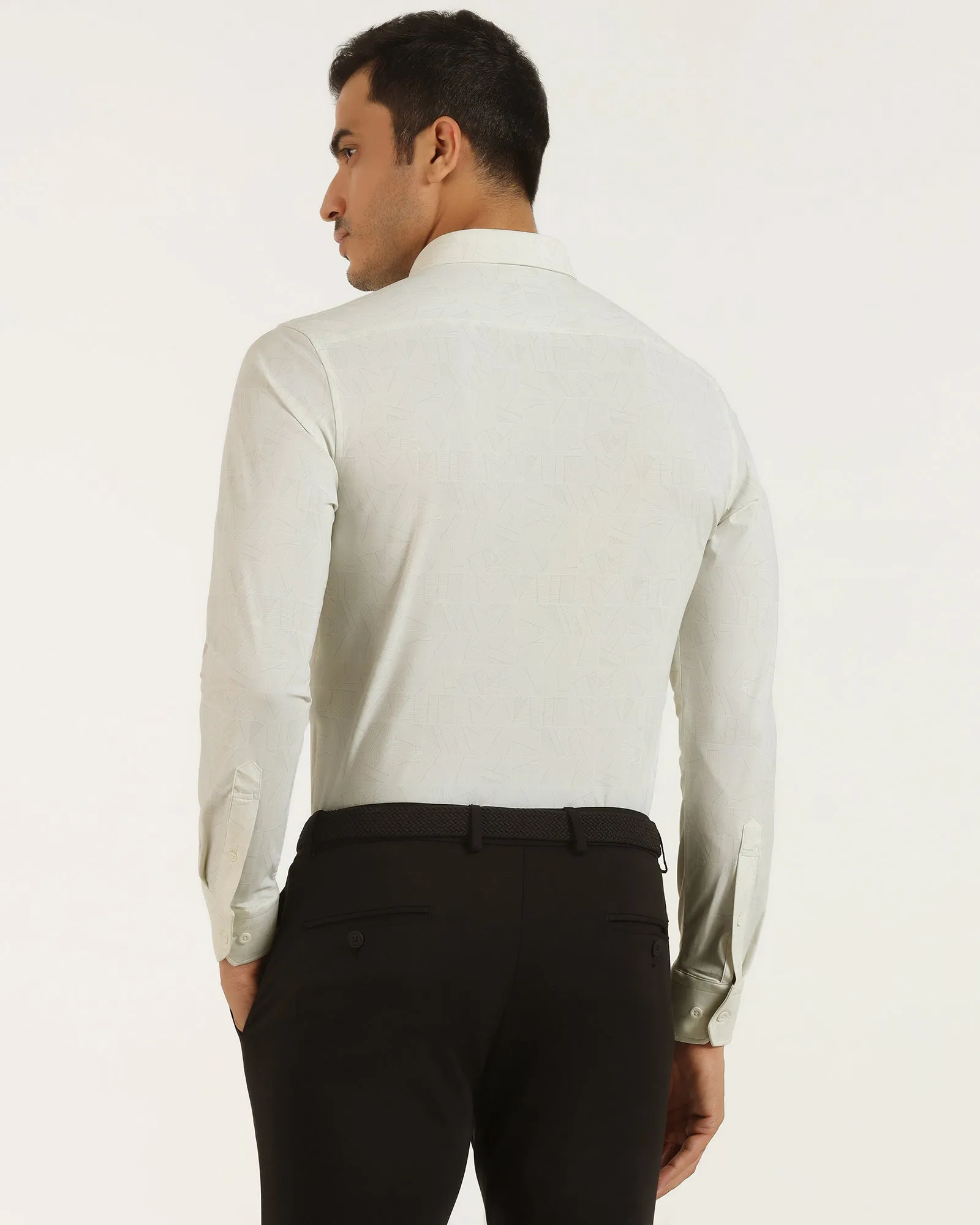 Non Iron Fabric Adjustable Cuffs TechPro Formal White Printed Shirt - Kyler