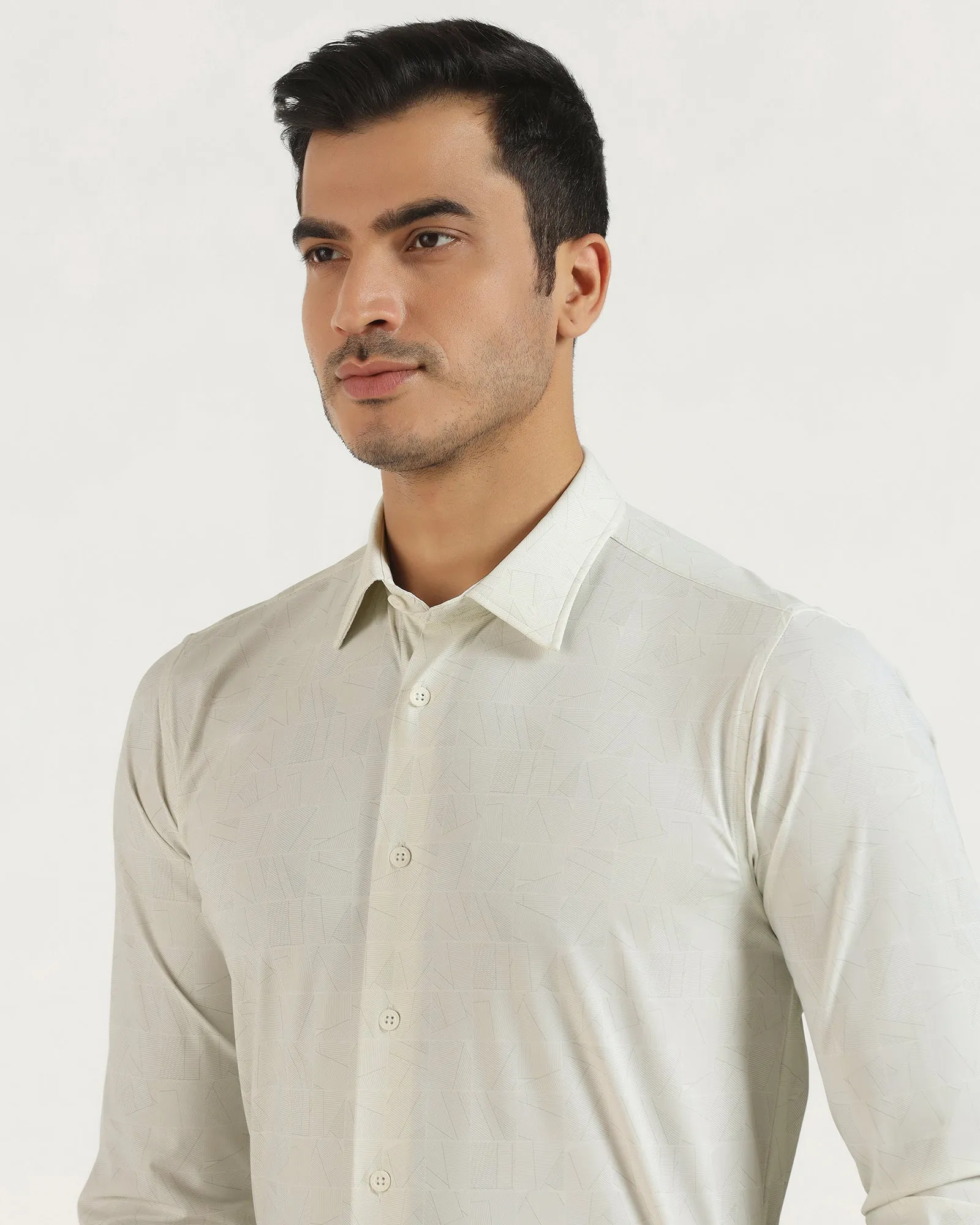 TechPro Formal White Printed Shirt - Kyler Social Meetup