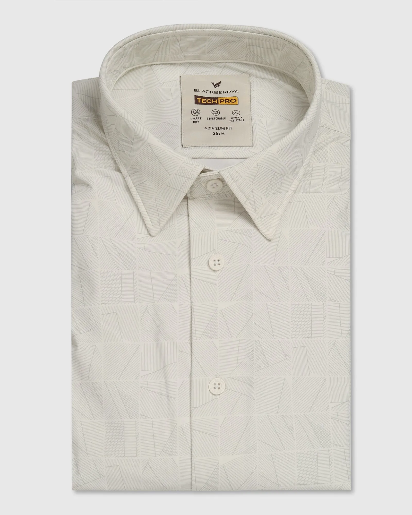 TechPro Formal White Printed Shirt - Kyler Reinforced Hems