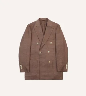 Ergonomic Silhouette Brown Tussah Silk Double-Breasted Tailored Jacket