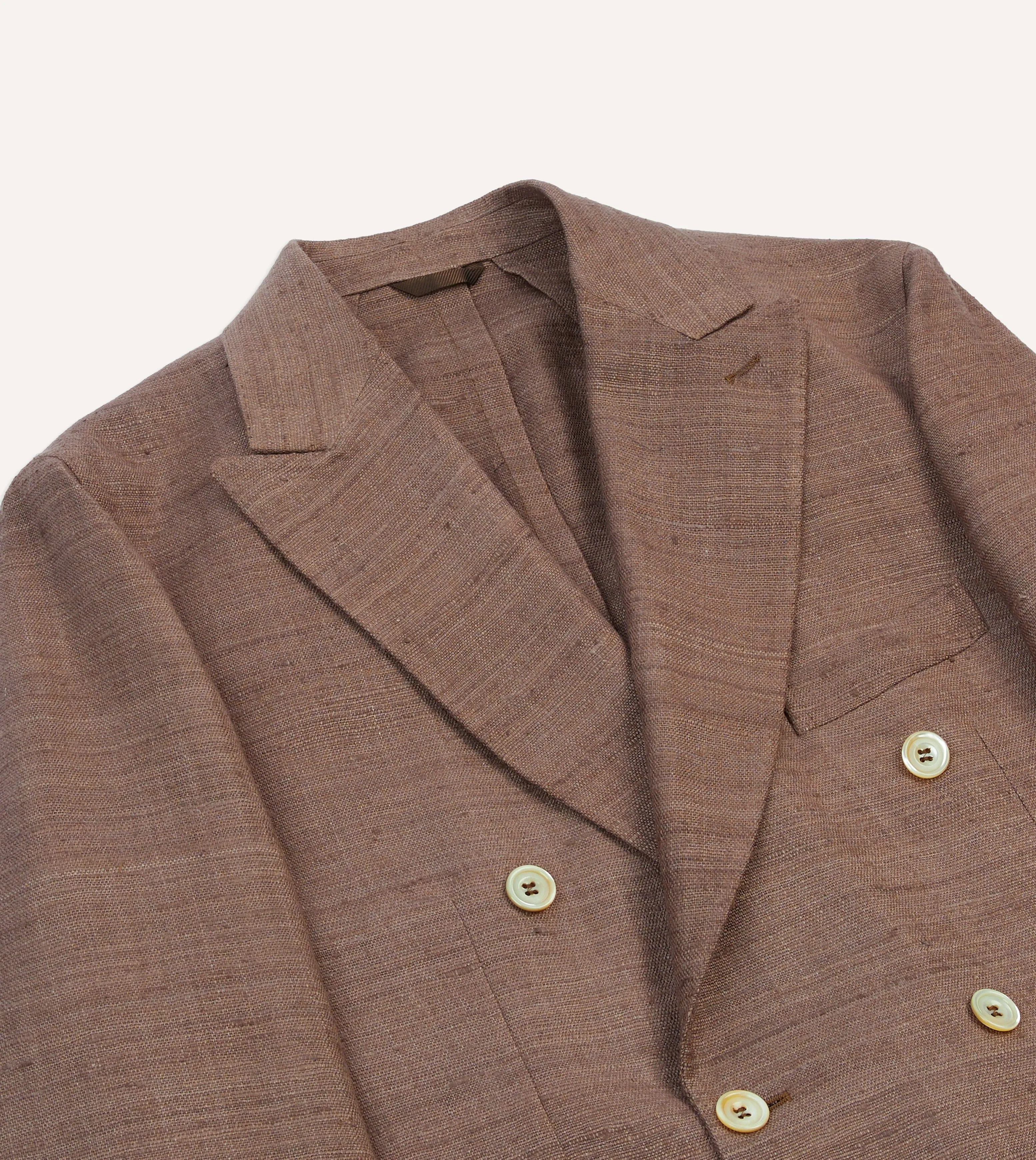 Simple Urban Layer Brown Tussah Silk Double-Breasted Tailored Jacket