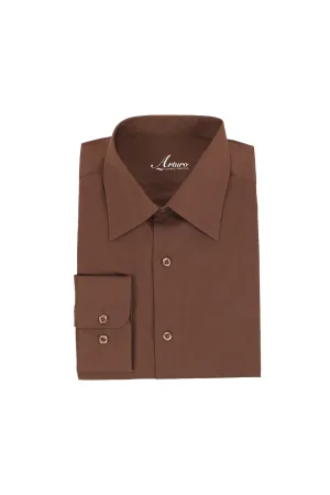 ARTURO Modern Fit Long Sleeve Brown Dress Shirt (4X to 6X) Premium Quality Cooling Core Technology
