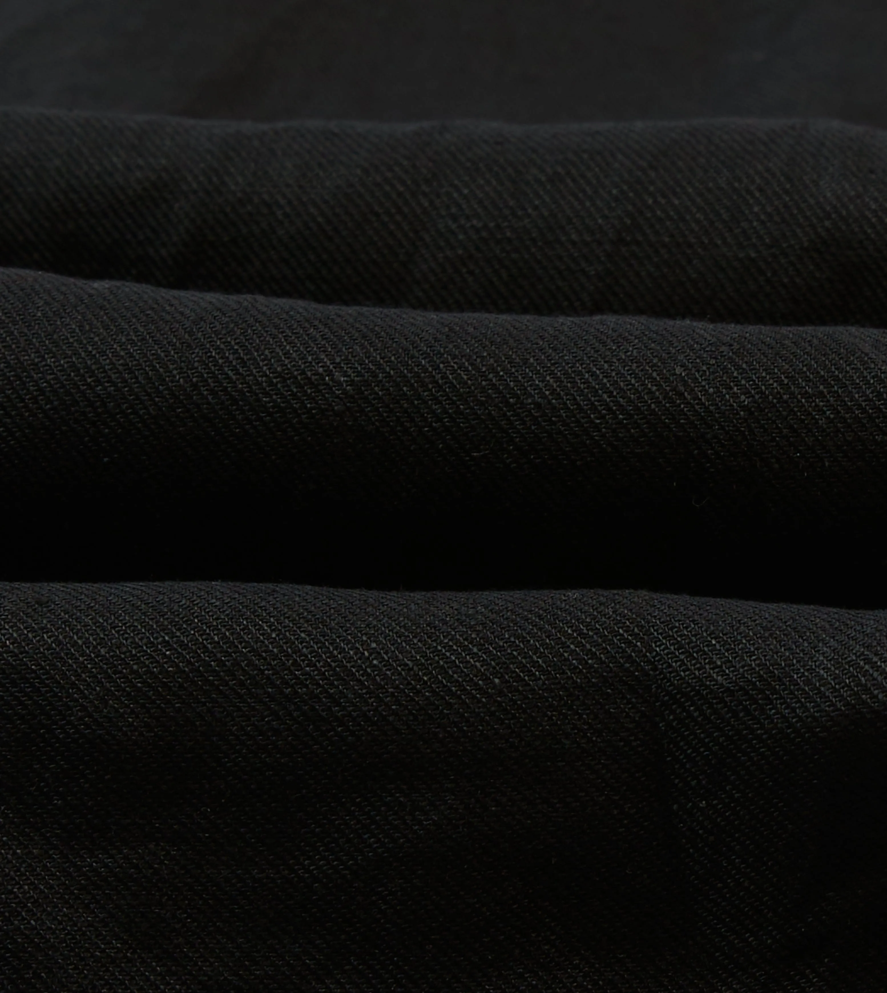 Minimalist Closure Black Linen Twill Two-Pocket Western Shirt