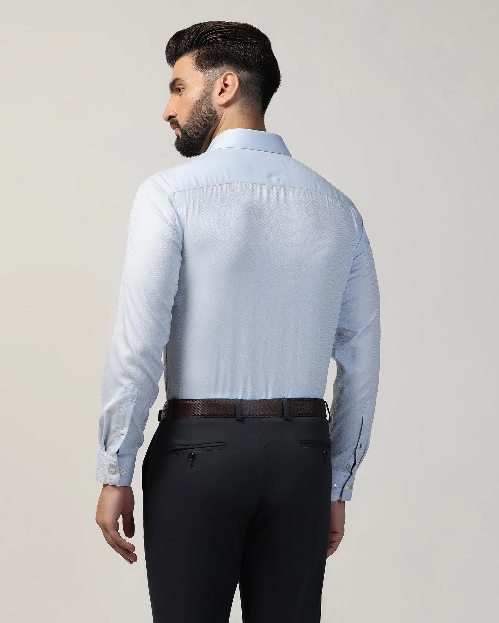 Luxe Formal Grey Textured Shirt - Silas Hooded Neckline Coffee Run