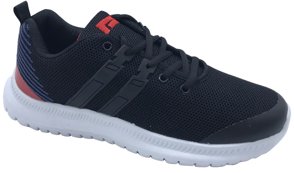 VORTEX Men's Black & Red Round Toe Ultralight Athletic Fashion Shoes Comfy Interior