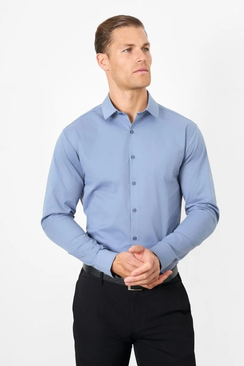 Athletic Fit Dress Shirt in Steel Blue Plus Size Fit