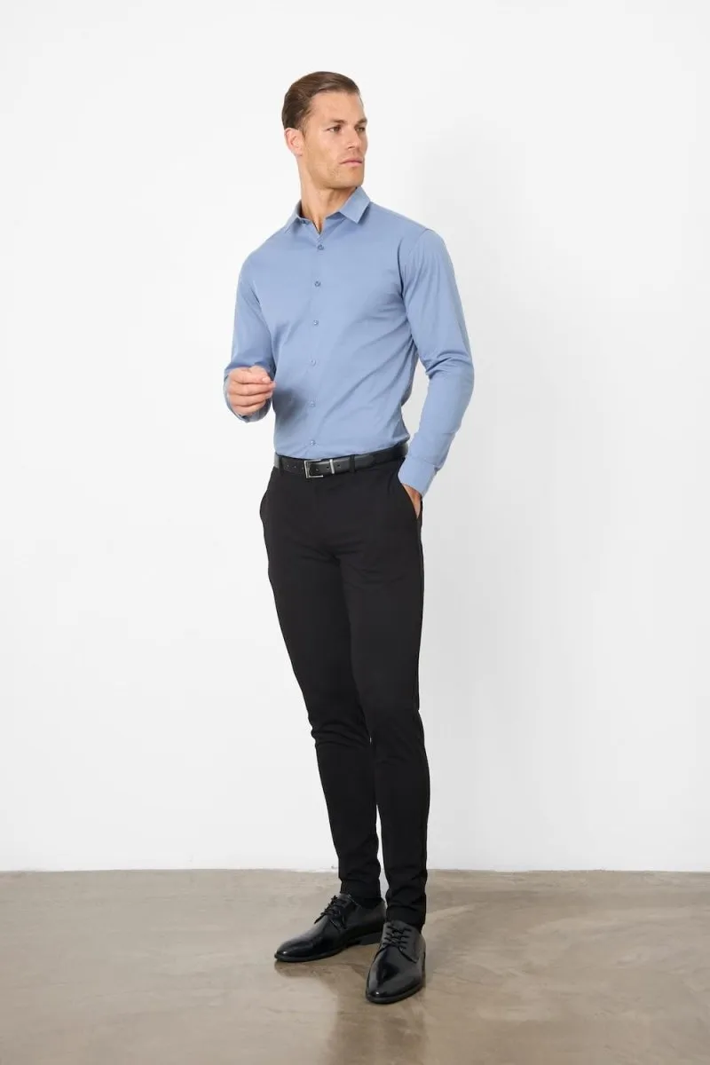 Gender Neutral Athletic Fit Dress Shirt in Steel Blue