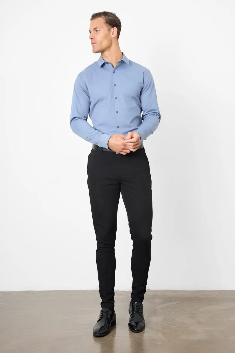 Athletic Fit Dress Shirt in Steel Blue Traveler??s Choice