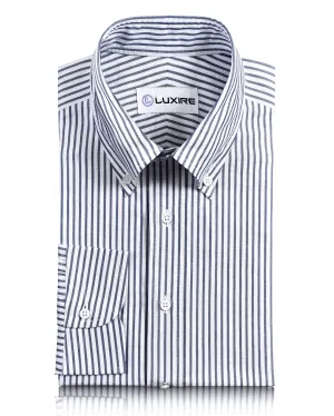 Navy Candy Stripes Pinpoint oxford Shirt Seamless construction