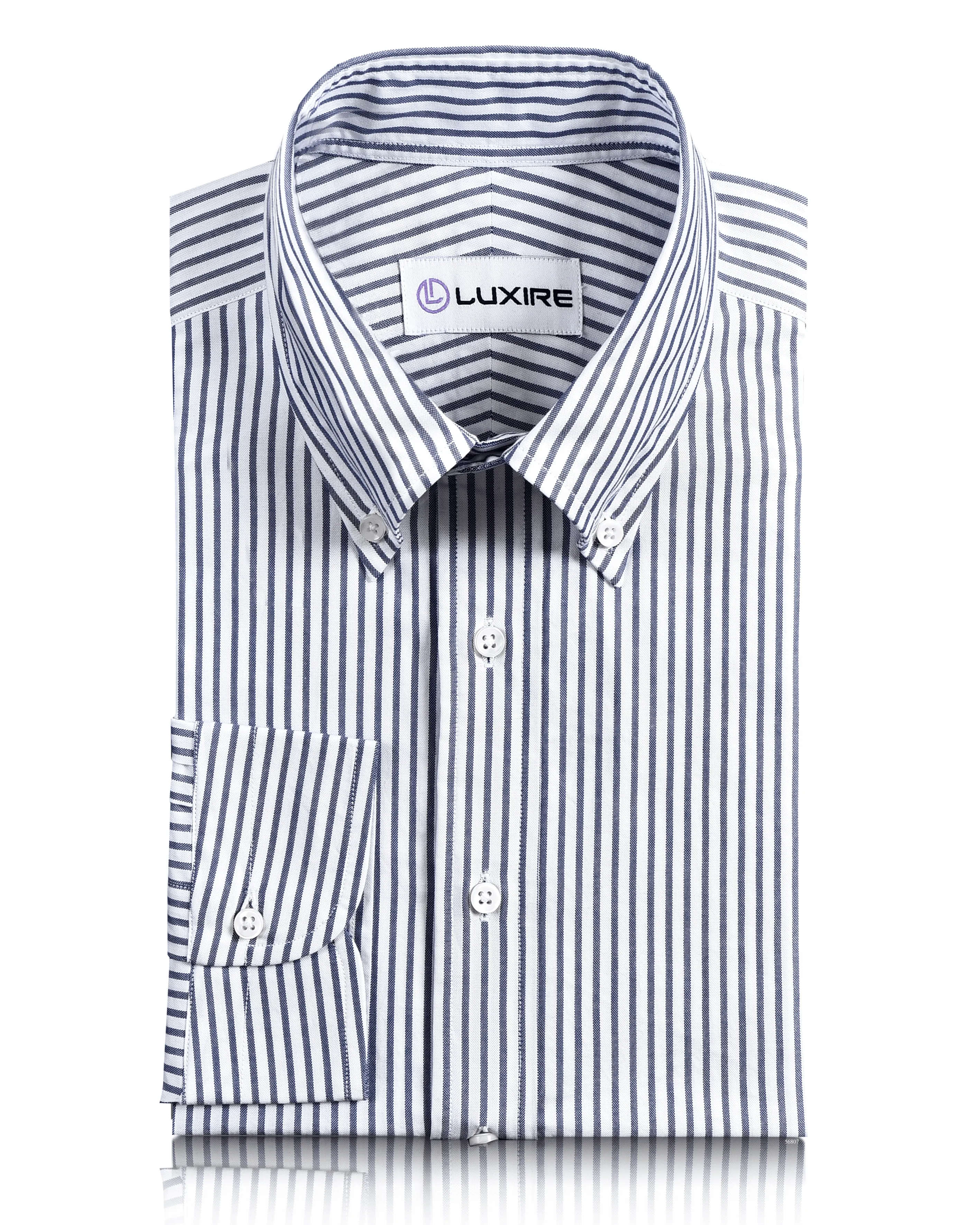 Navy Candy Stripes Pinpoint oxford Shirt Seamless construction