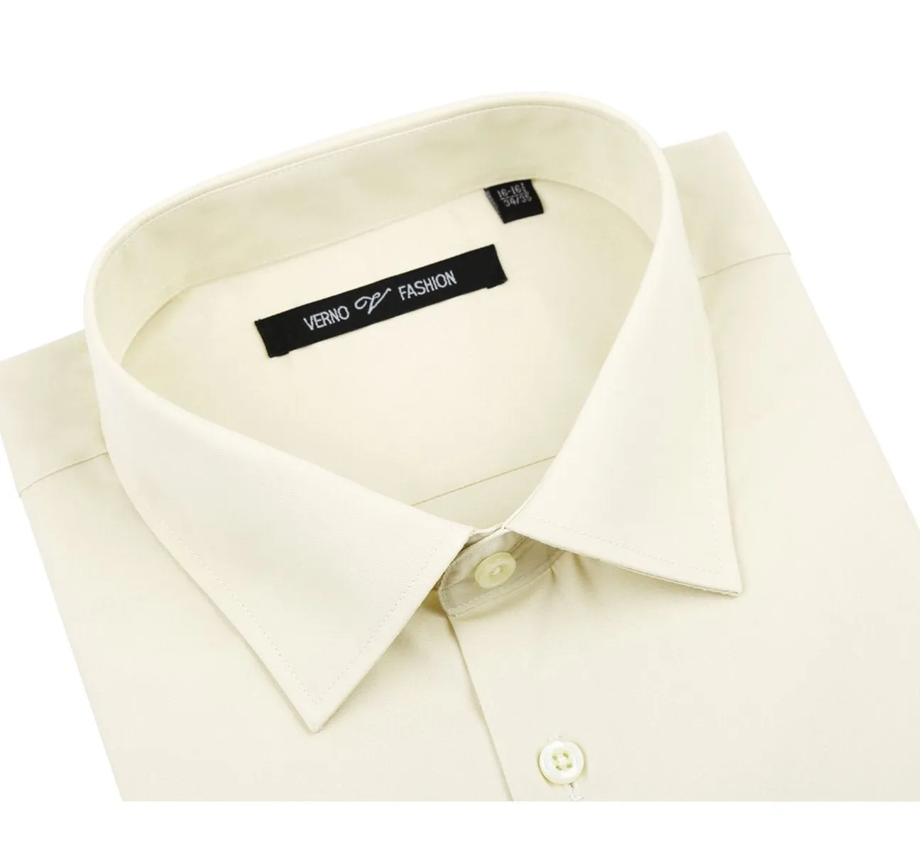 Stylish Appearance VERNO Ivory Classic/Regular Fit Long Sleeve Spread Collar Dress Shirt TC645