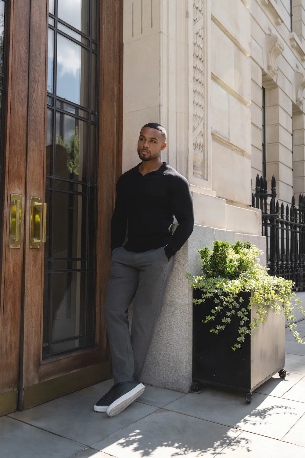 Unisex wear AntiBacterial Coating Pure Cotton Knitted Open Collar Polo Shirt in Black