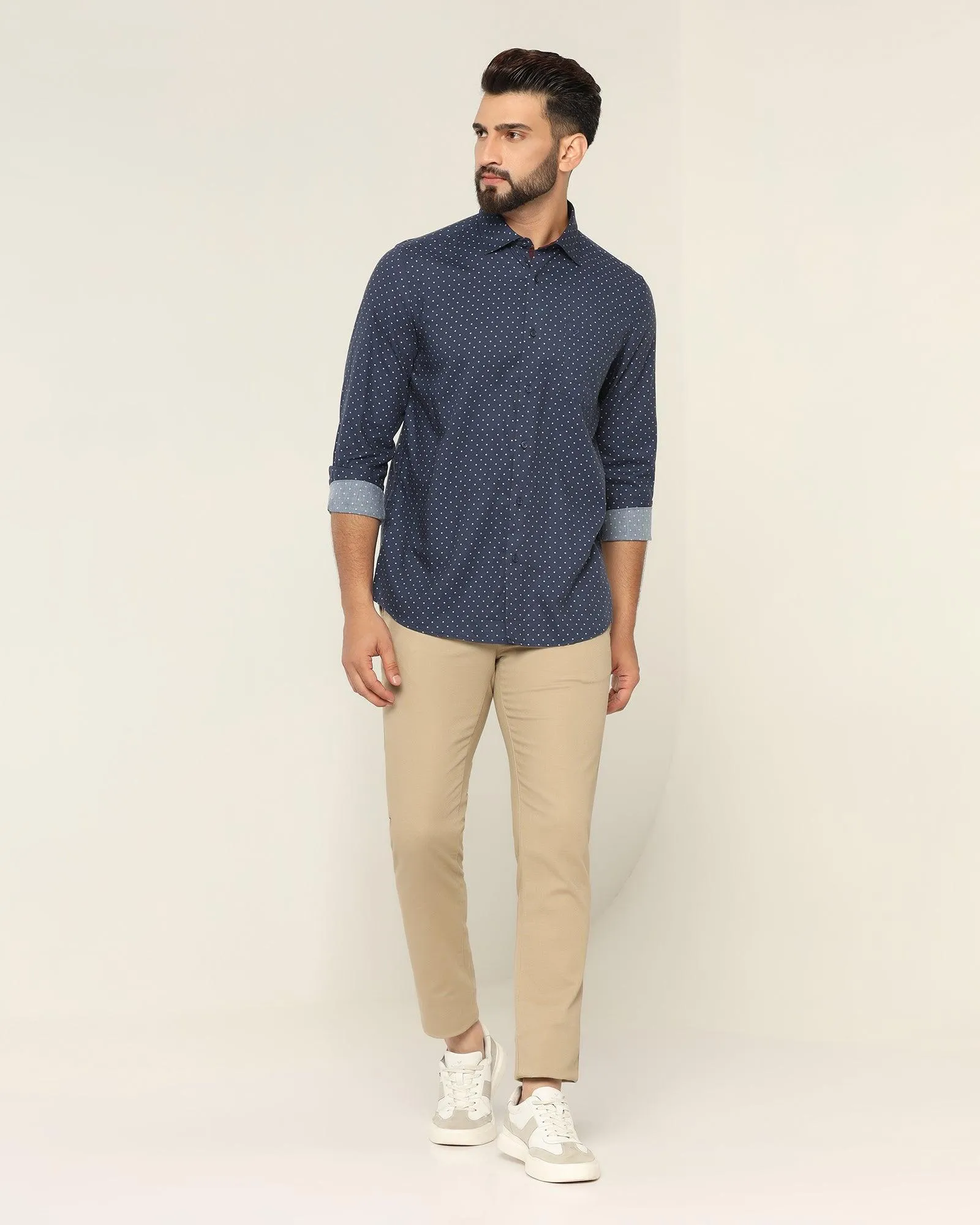 Slim Fit B-91 Casual Khaki Textured Khakis - Altus Crisp Design Commuter Ready