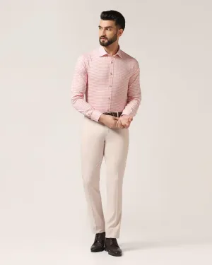 Slim Fit B-91 Formal Dusty Pink Textured Trouser - Steve SlimFit Active Look