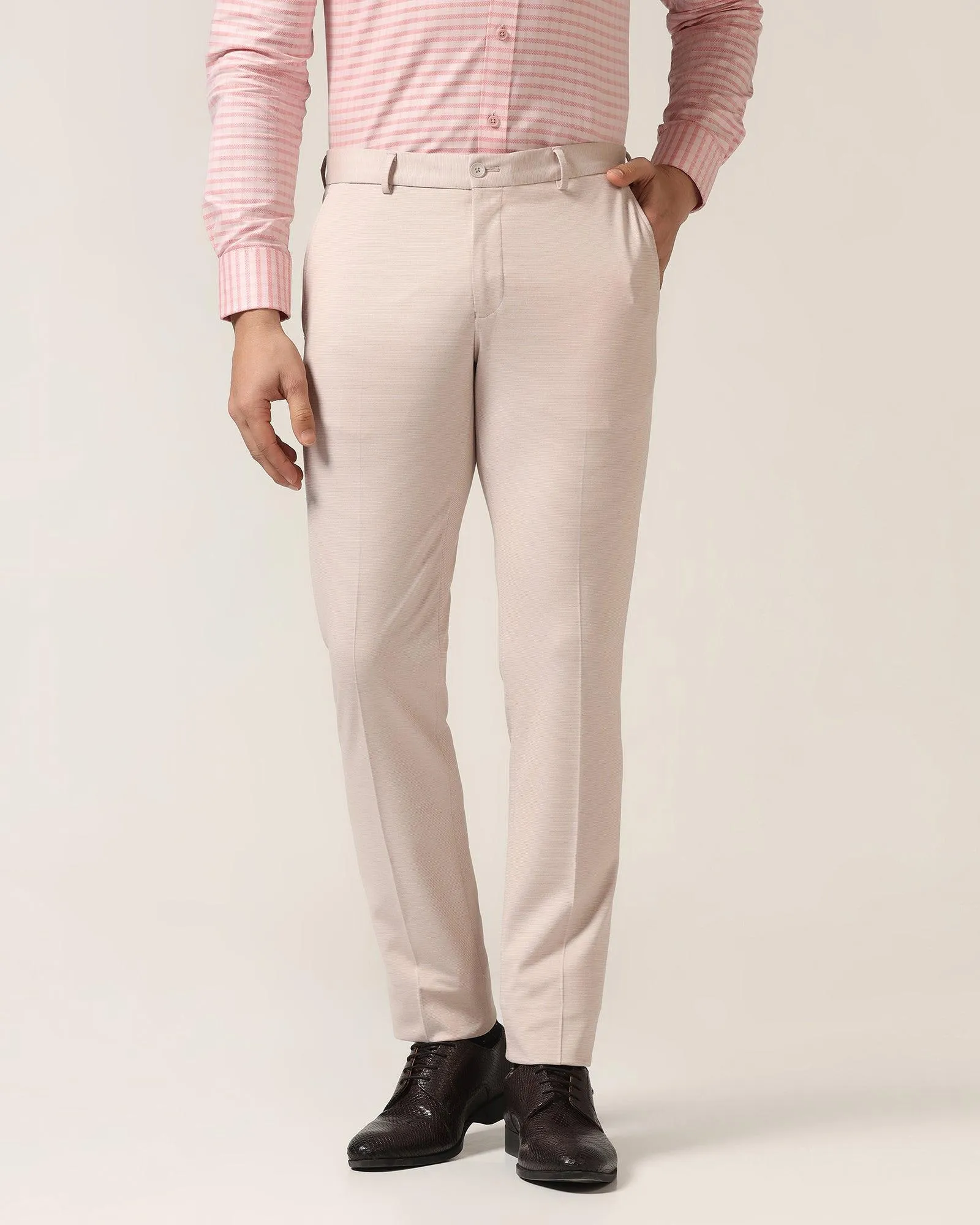 Slim Fit B-91 Formal Dusty Pink Textured Trouser - Steve Eco Dye Process Casual Layering