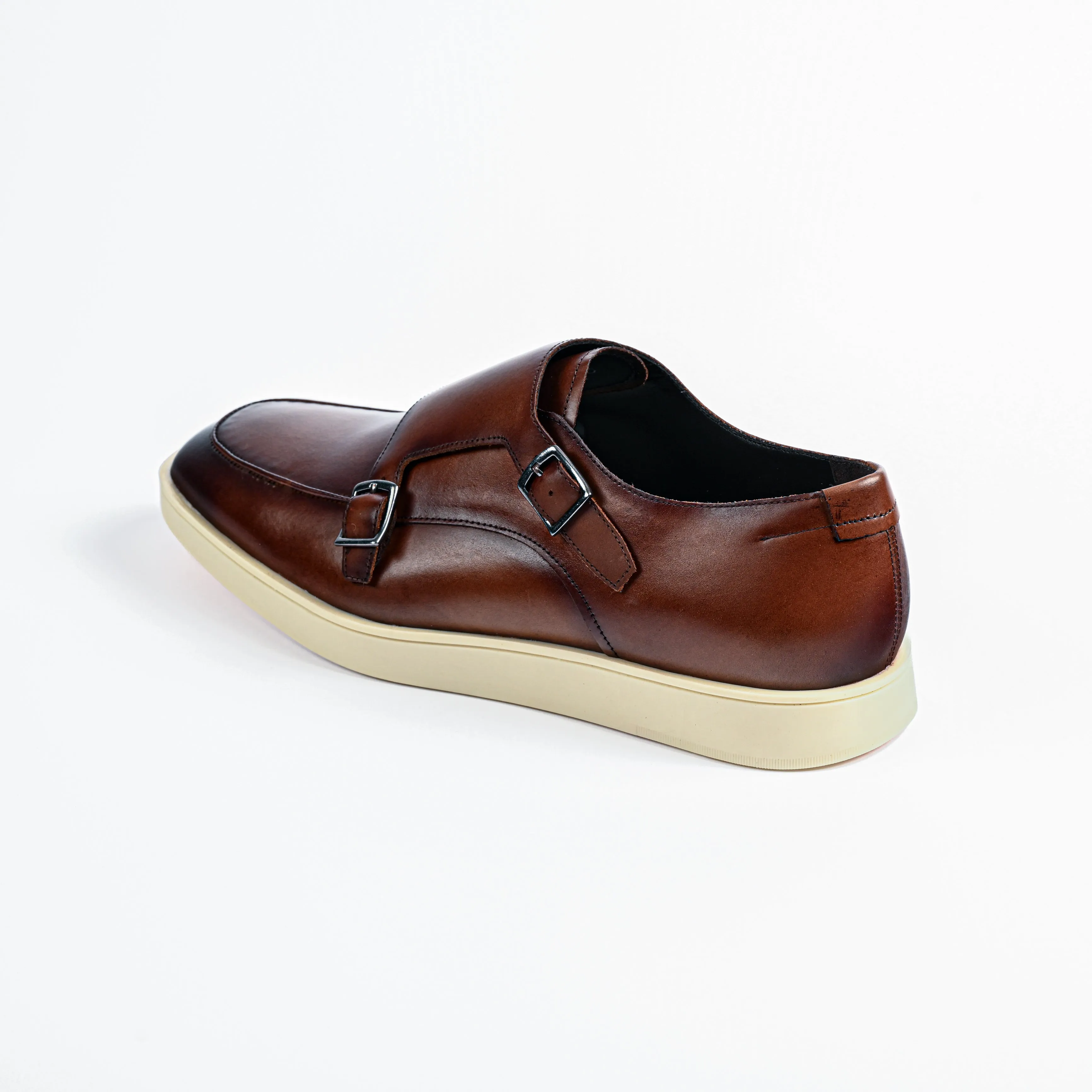 senior care Non Weighted Movement Belvedere Cognac Nappa Zurich Leather Hybrid Double Monk Strap Shoes