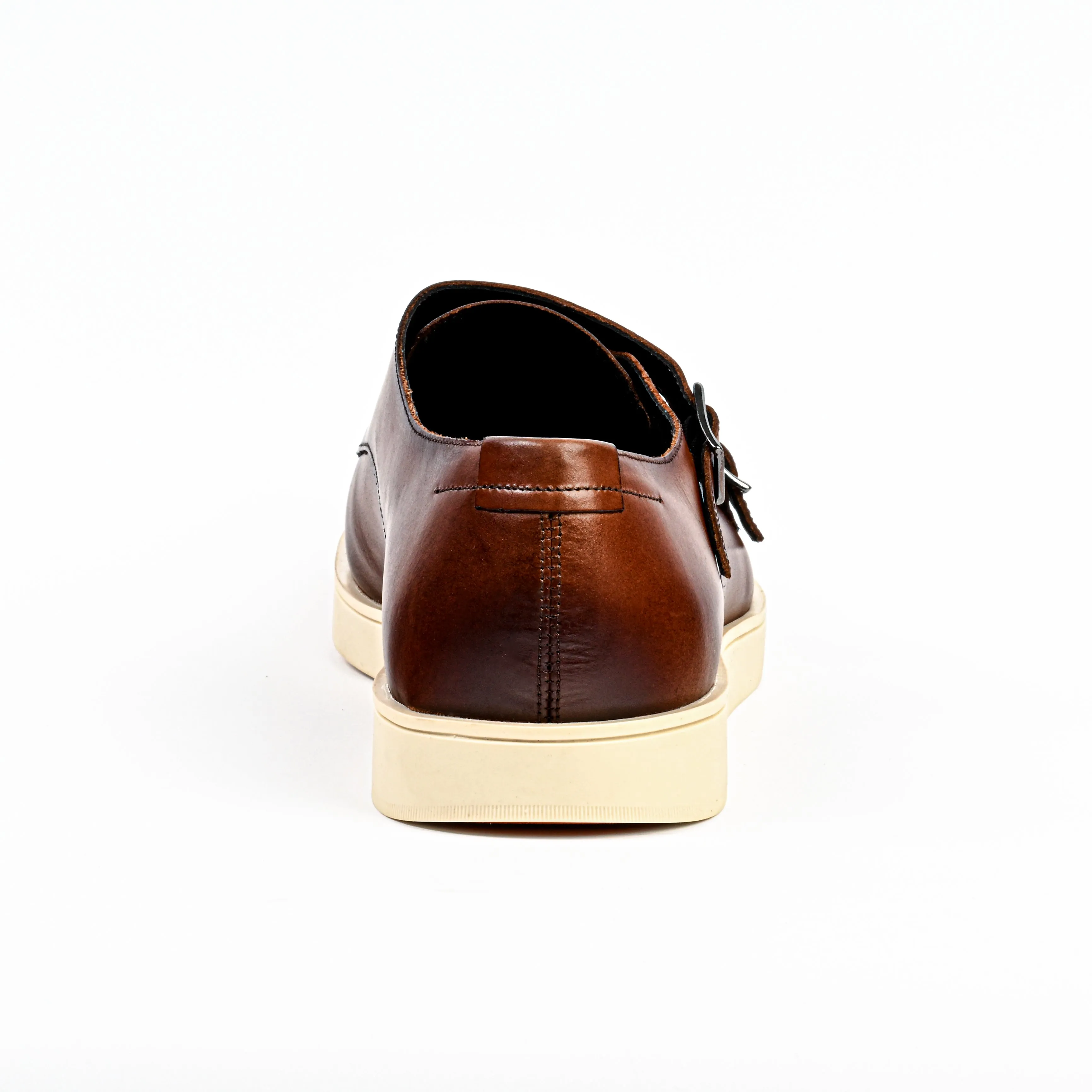 Palm Base Moon Walk Belvedere Cognac Nappa Zurich Leather Hybrid Double Monk Strap Shoes