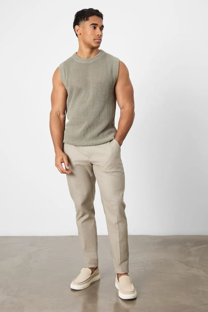 Midweight Knit Crochet Knitted Tank Top in Soft Sage