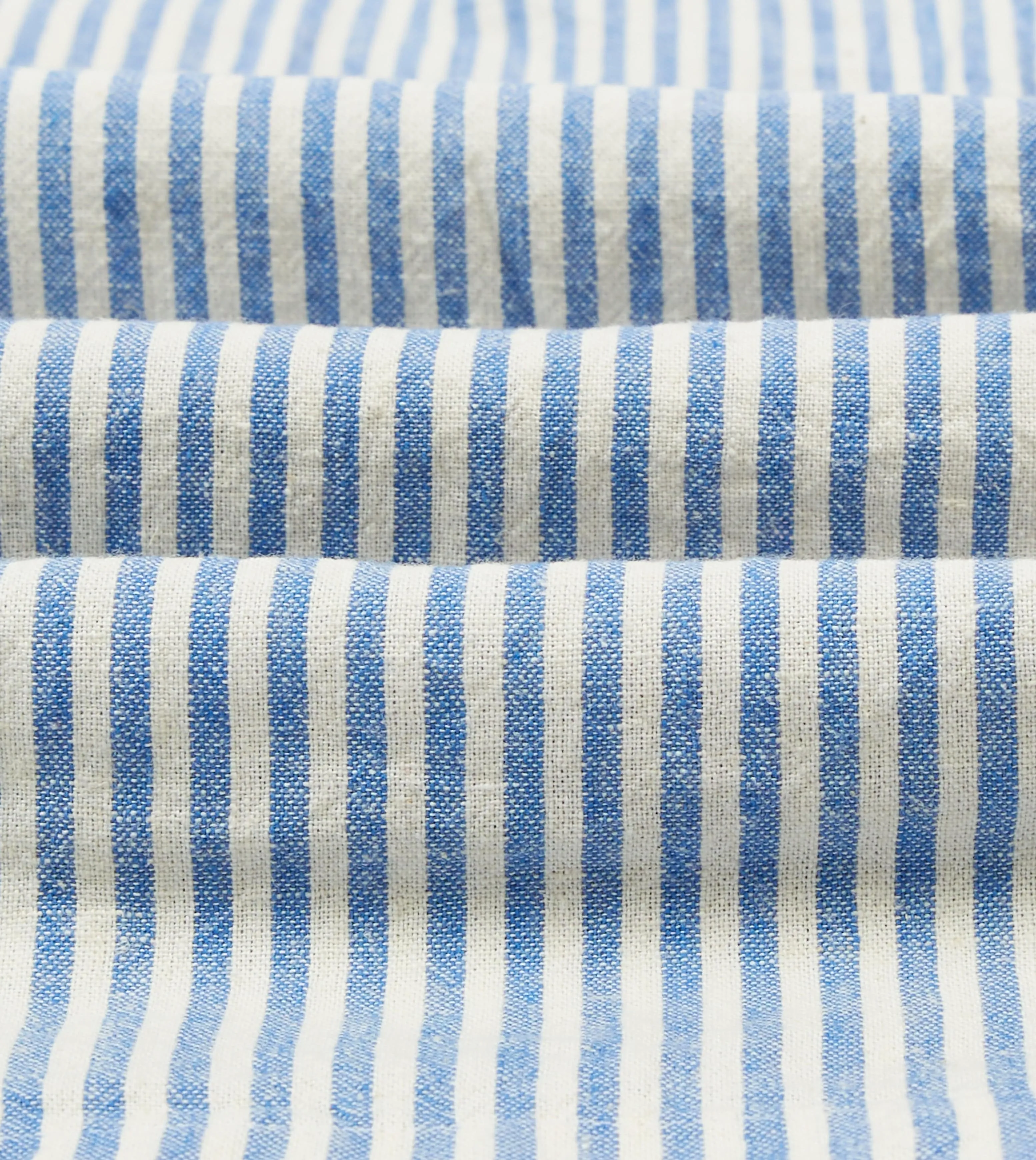 Stretch Fabric Blue and Ecru Stripe Tie Front Lightweight Overshirt