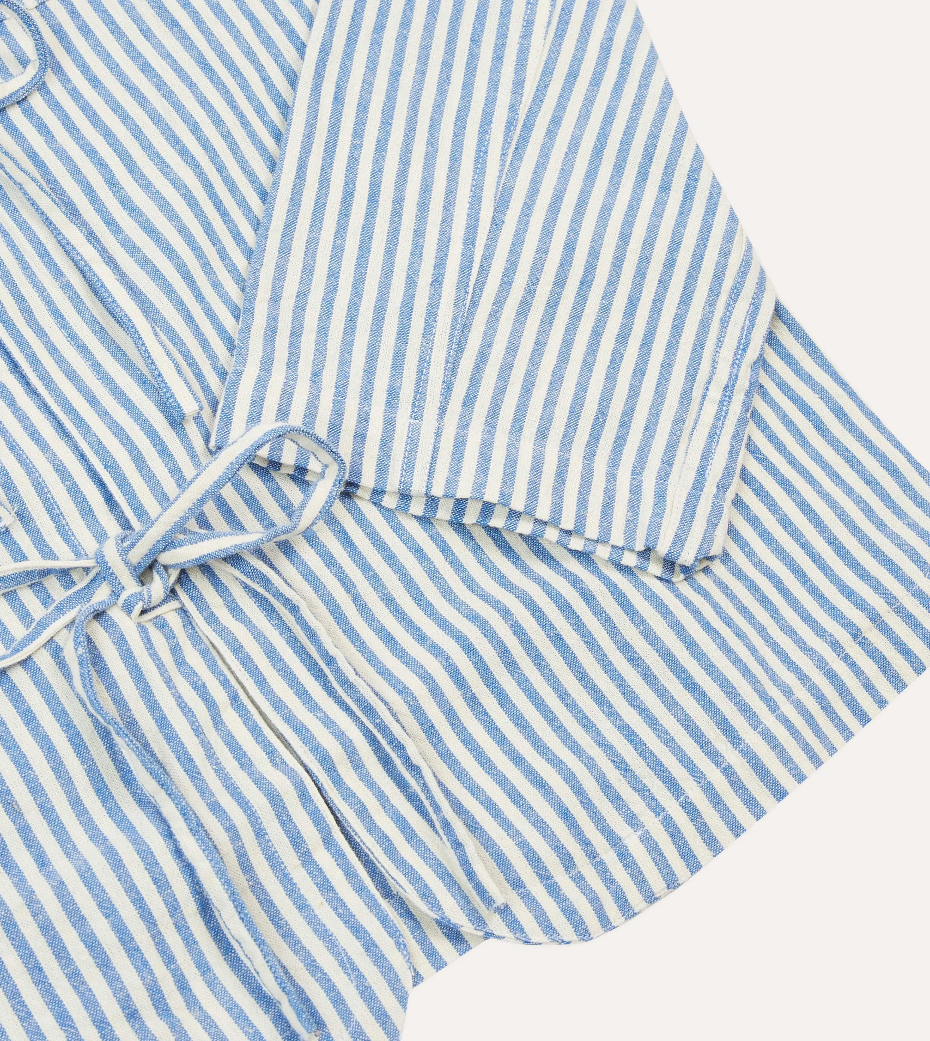 Traveler??s Choice Blue and Ecru Stripe Tie Front Lightweight Overshirt