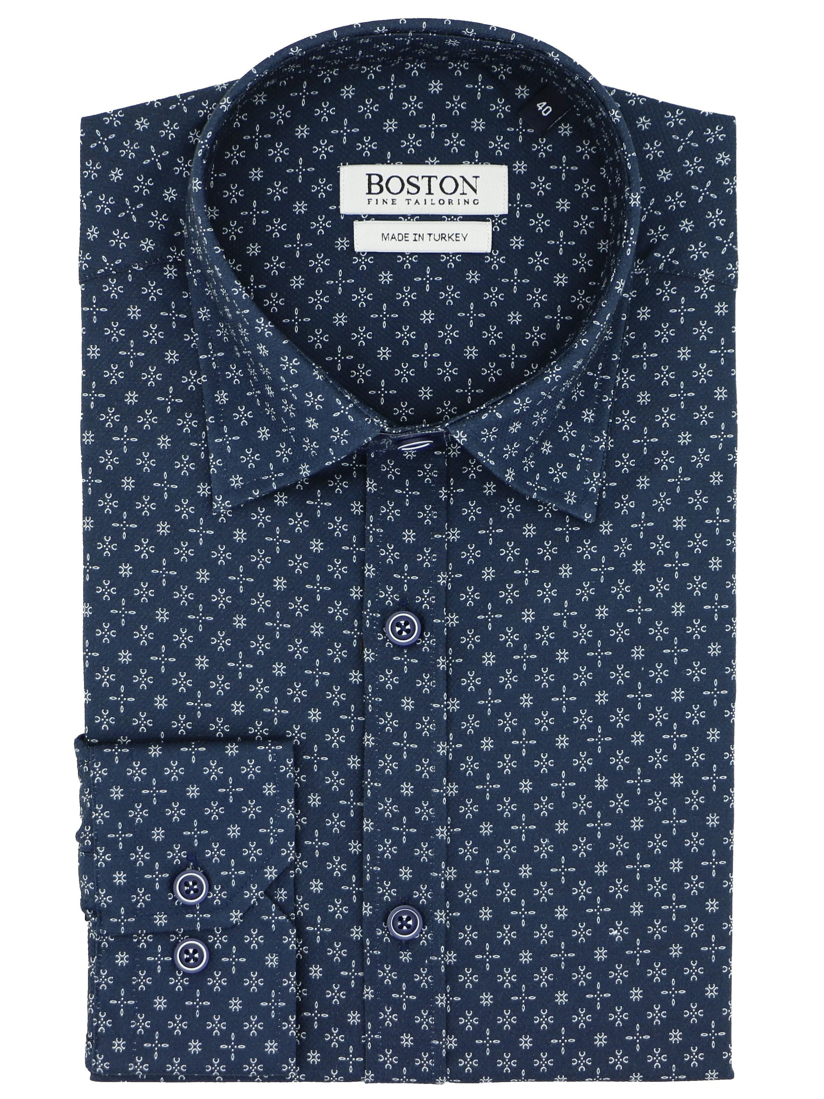 Streamlined Design Oversized Fit Liberty Casual Navy Printed Shirt