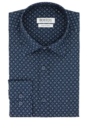 No Slip Shoulder Grip Liberty Casual Navy Printed Shirt