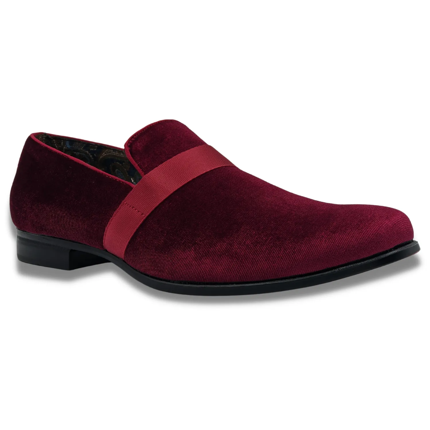 Toe Fit Men's Solid Velvet Burgundy Fashion Shoes S91