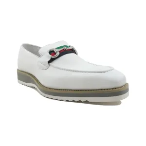 Anti   Slip Ultra light Carrucci White Horsebit Buckle Casual Loafer