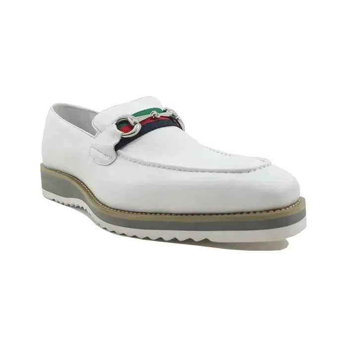 Air Pace Carrucci White Horsebit Buckle Casual Loafer