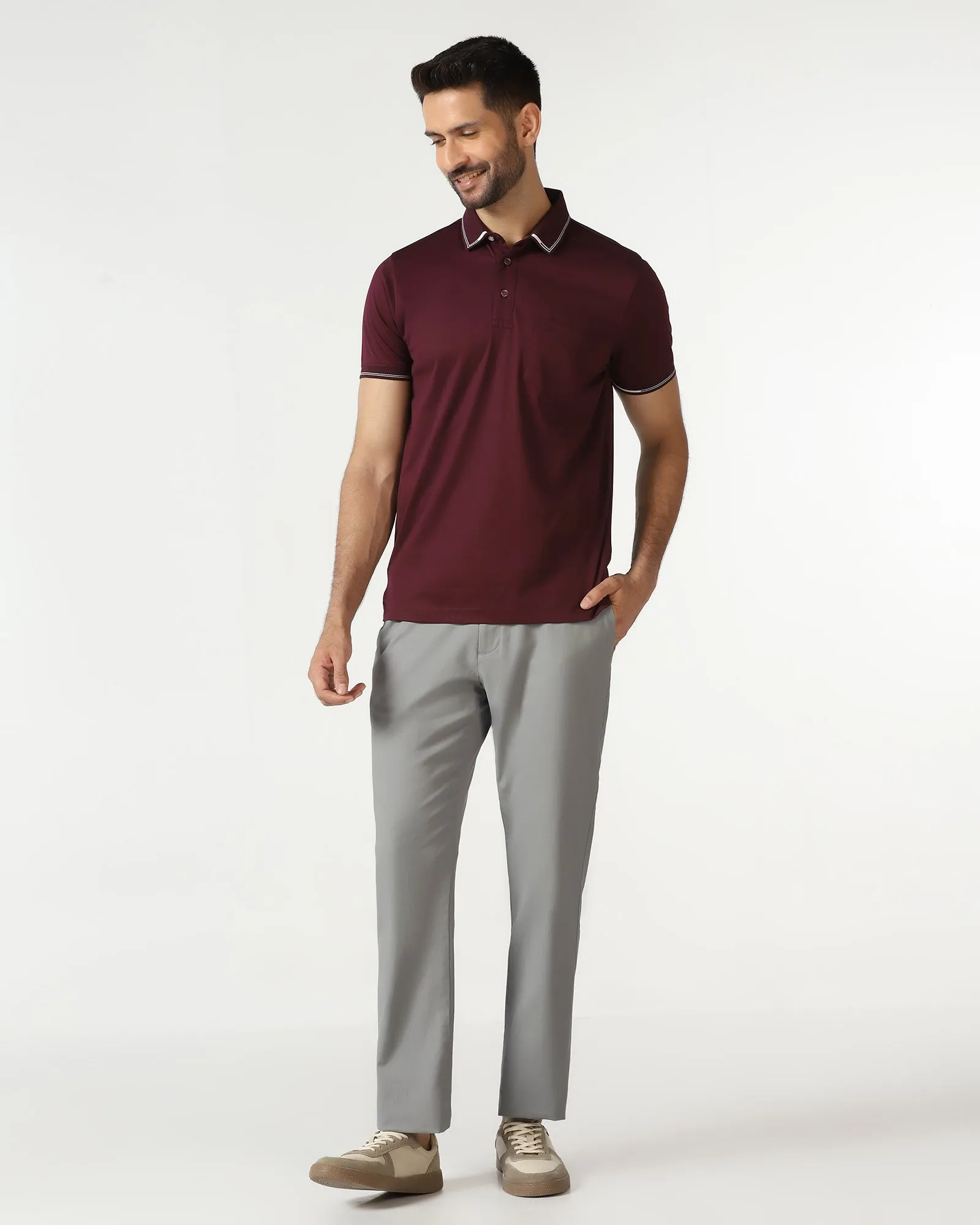 Street Ready Grey Solid Khakis - Mario