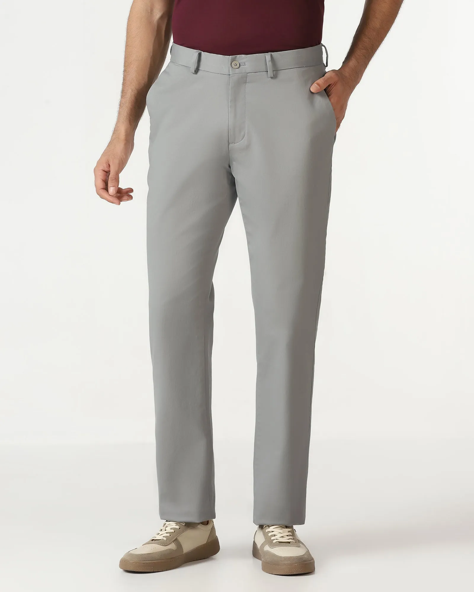 Grey Solid Khakis - Mario FourWayStretch