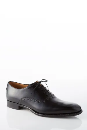 David August Leather Lace Up Cross Stitched Oxfords in Black Free Soul
