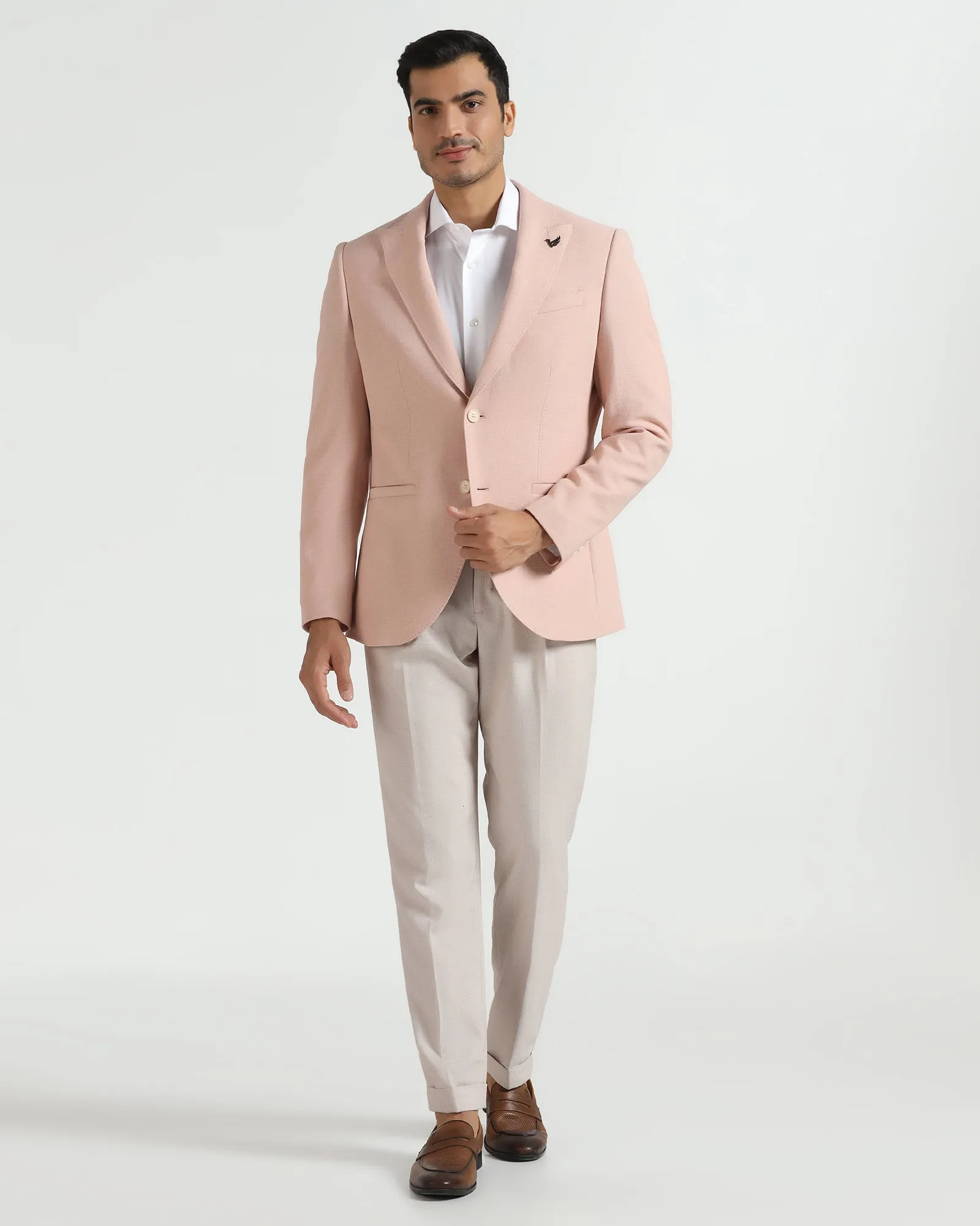 Everyday Look Snag Free Fabric Formal Peach Textured Blazer - Aramis