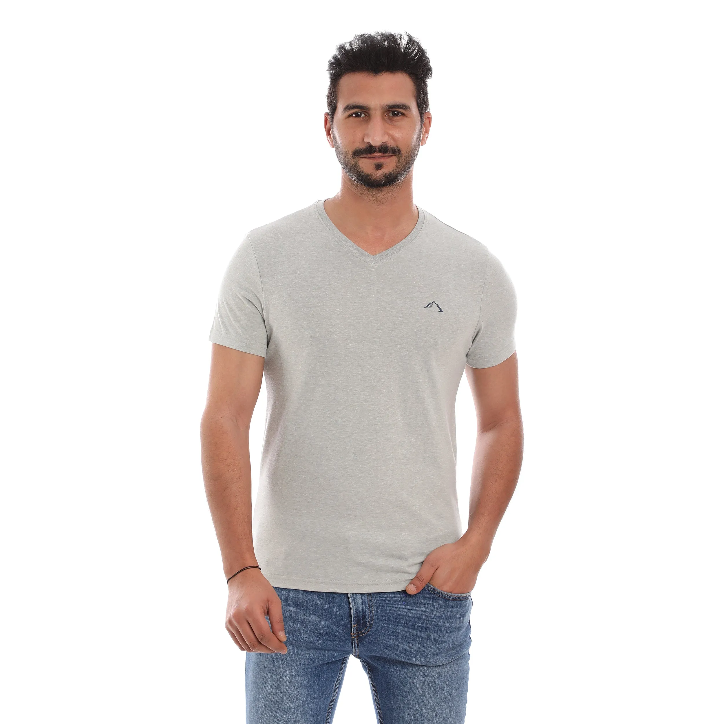 Comfort and Ease Colorfast Dye MEN??S BLACK,BLUE & GREY COTTON RICH V-NECK TSHIRT (SLIM FIT) - 3 PK