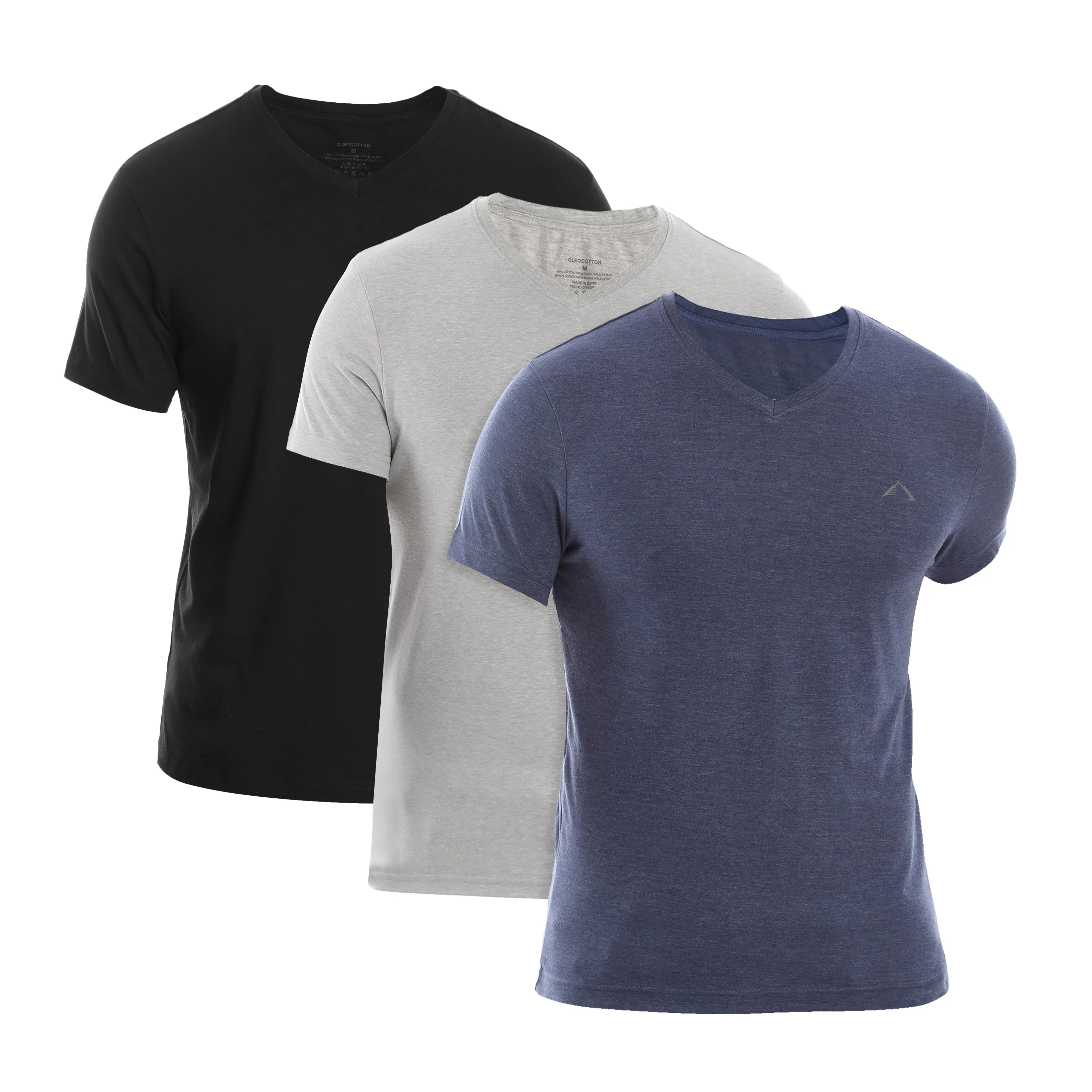 Feminine Appeal Chill Vibes MEN??S BLACK,BLUE & GREY COTTON RICH V-NECK TSHIRT (SLIM FIT) - 3 PK